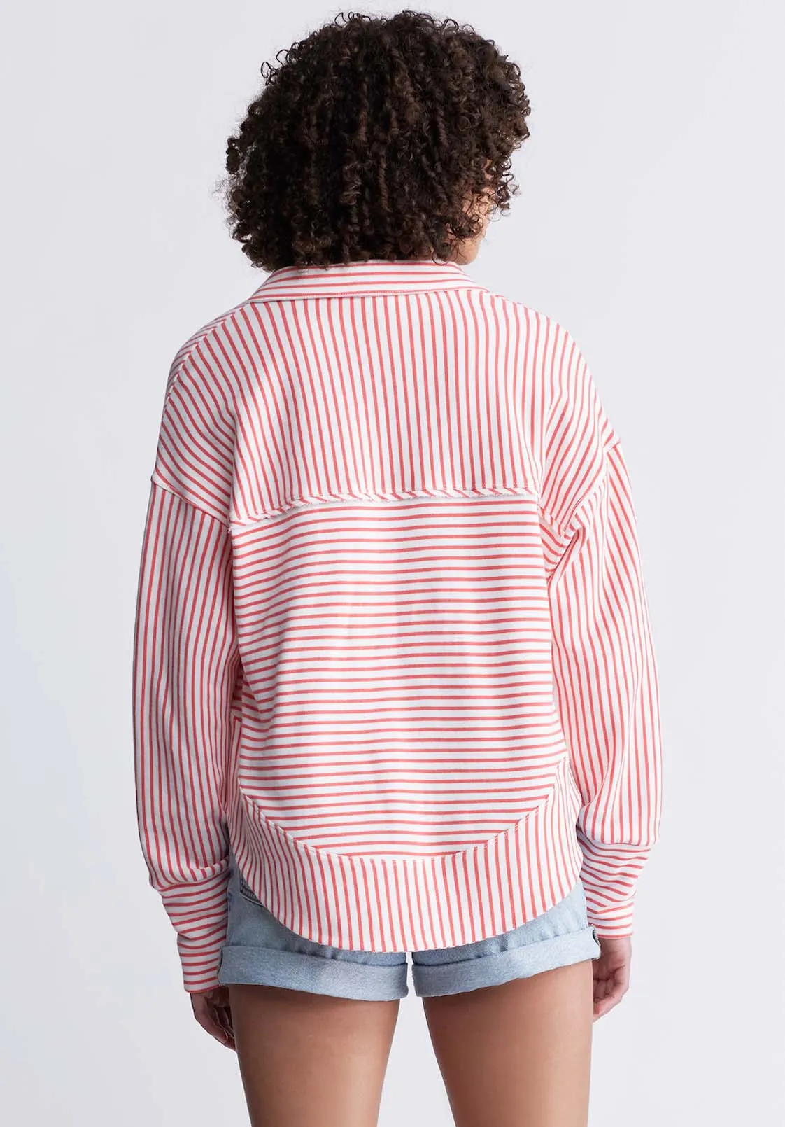 Ellowynne Women’s Striped Sweatshirt in White & Red - KT0099P