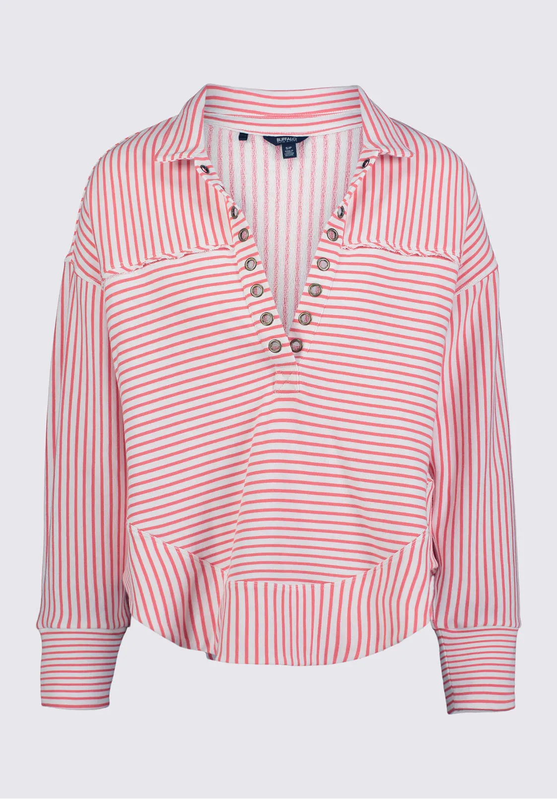 Ellowynne Women’s Striped Sweatshirt in White & Red - KT0099P