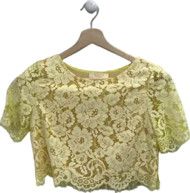 Erin Yellow Lace Crop Top Size UK 10