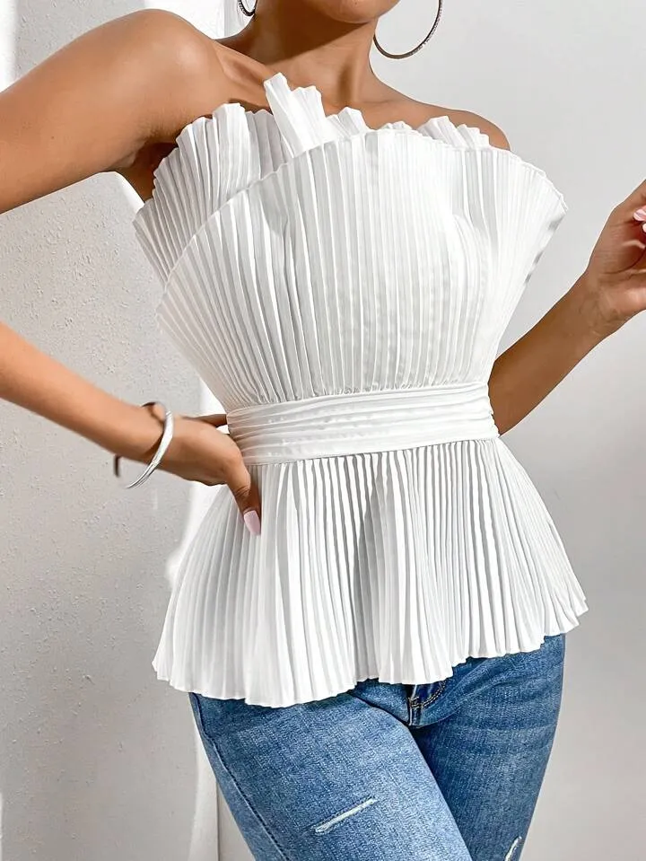 Essnce Solid pleated Tube top