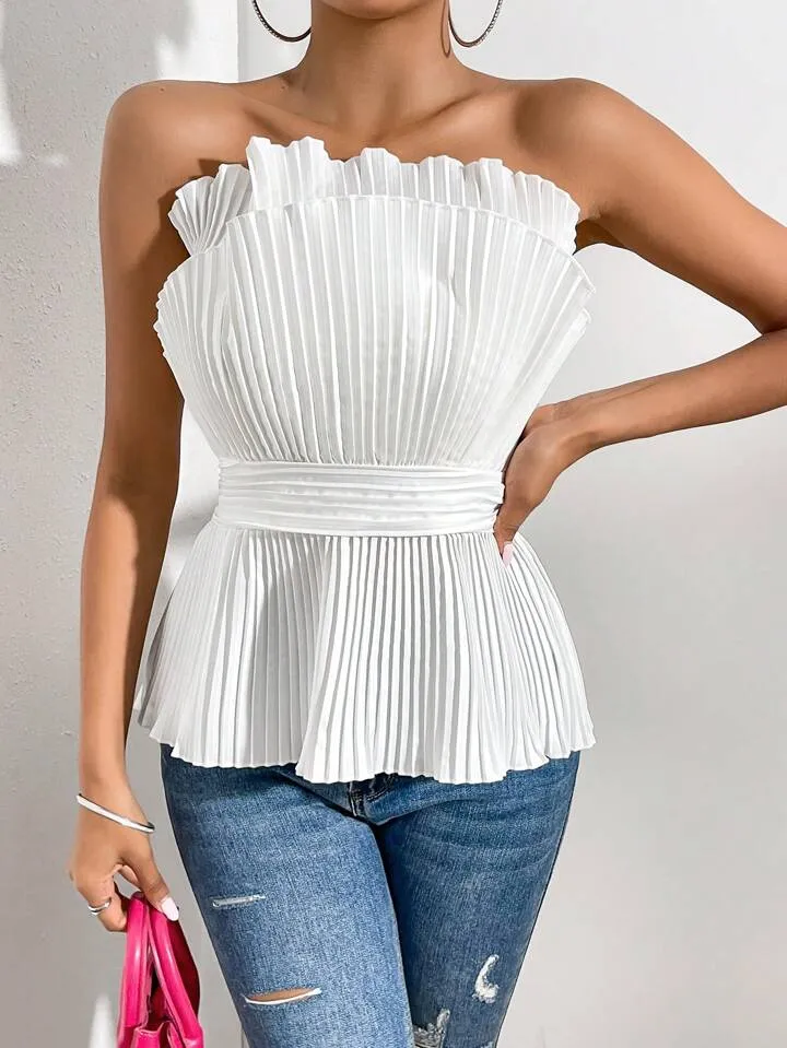 Essnce Solid pleated Tube top