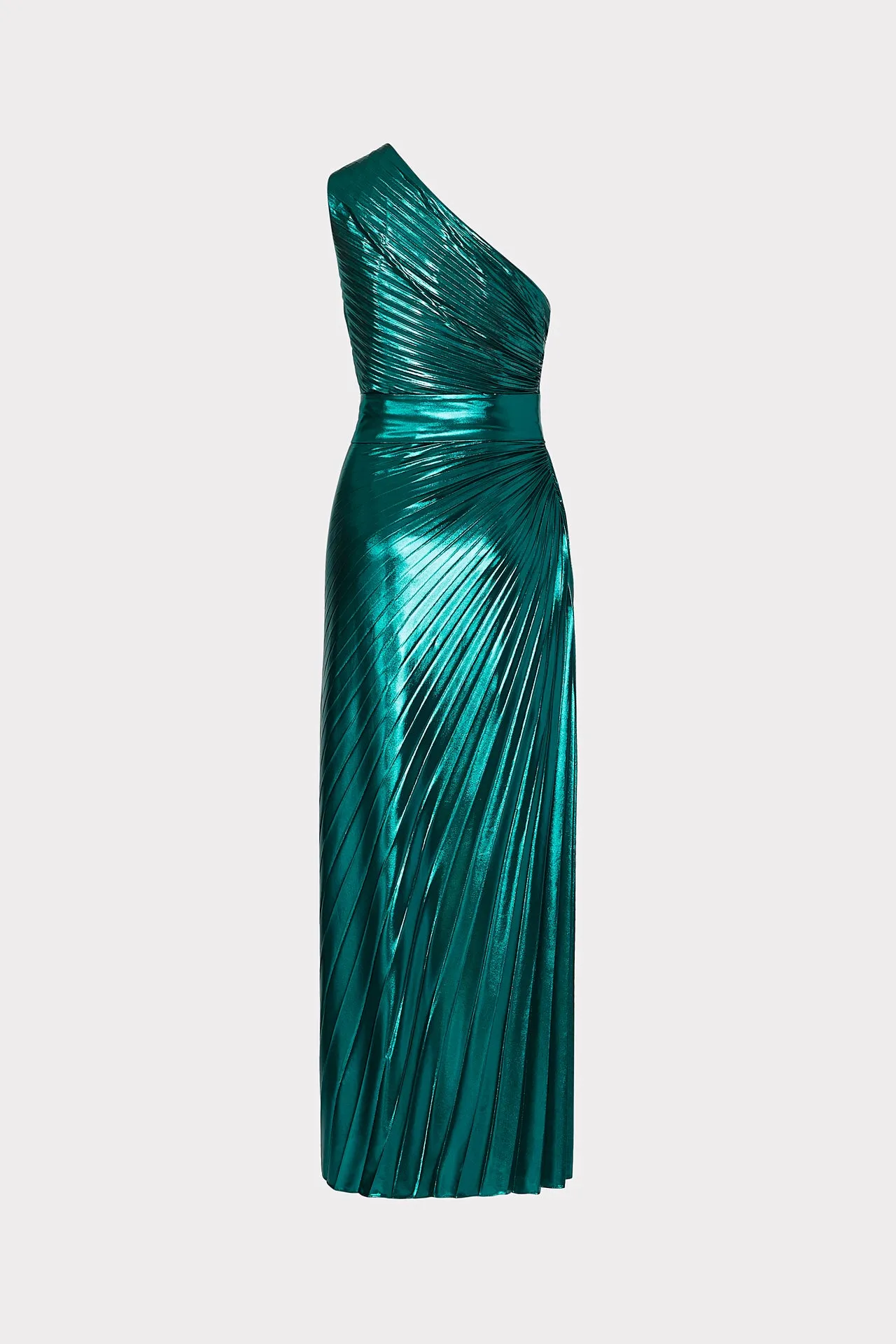 Estelle Pleated Lamé Dress