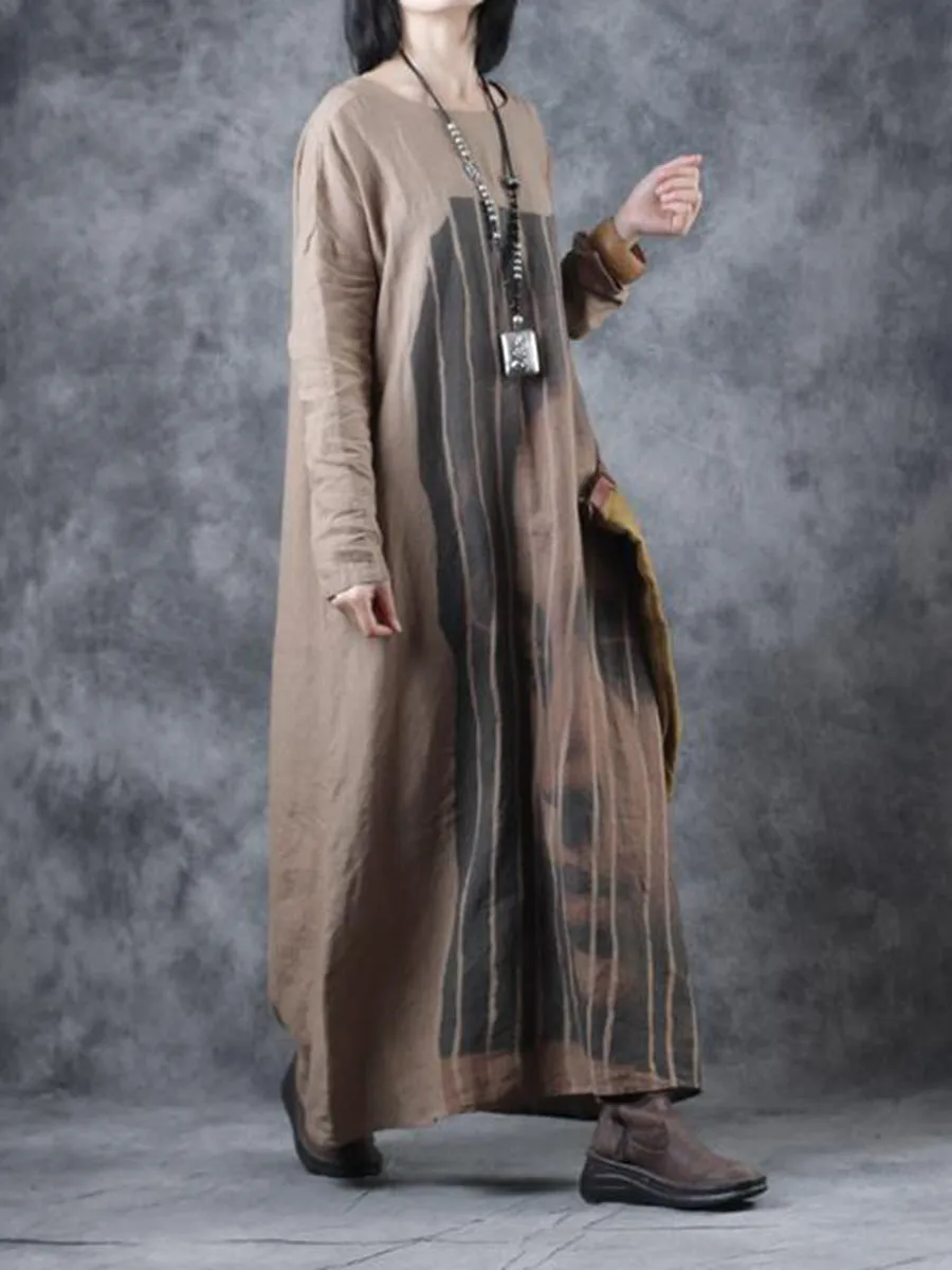 Face Pattern Long Casual Dress for Fall Winter