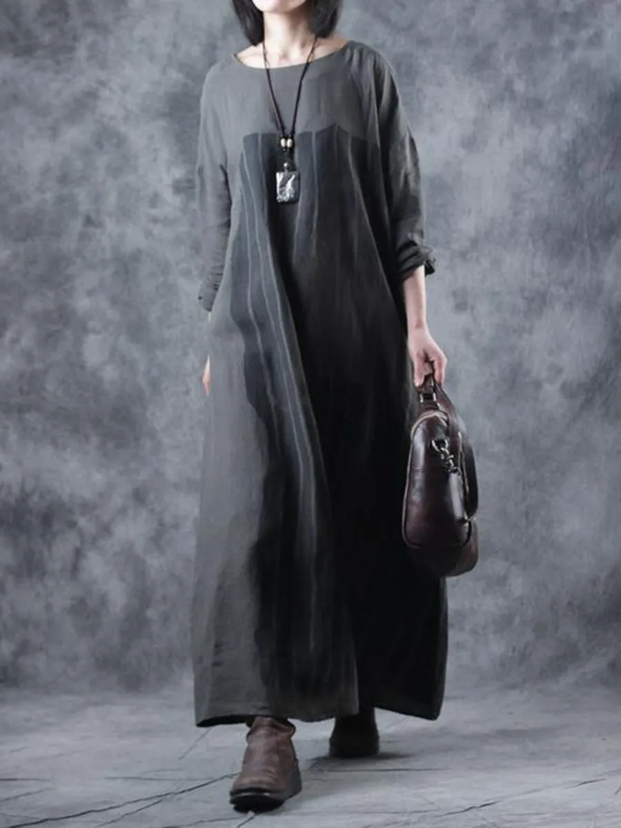 Face Pattern Long Casual Dress for Fall Winter