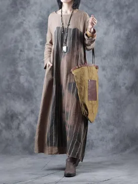 Face Pattern Long Casual Dress for Fall Winter