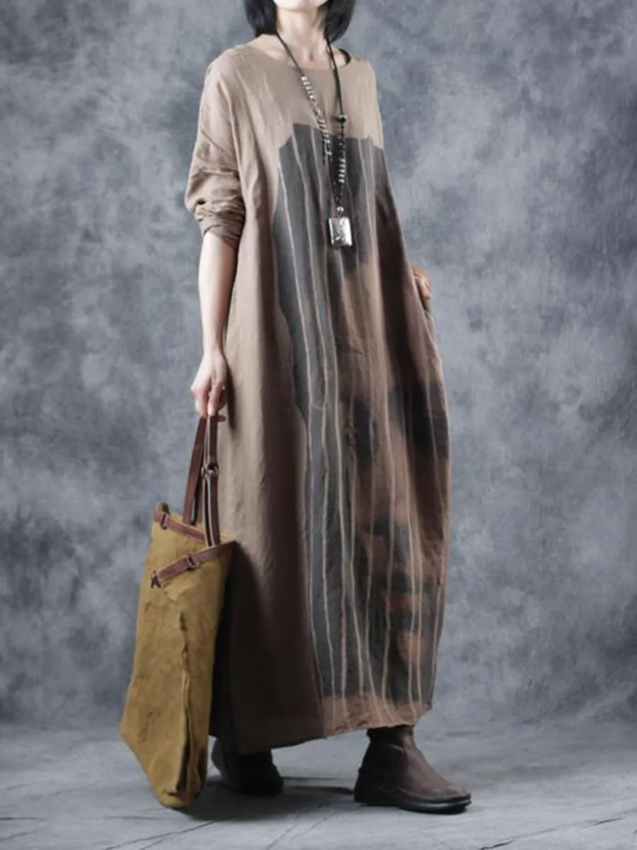 Face Pattern Long Casual Dress for Fall Winter