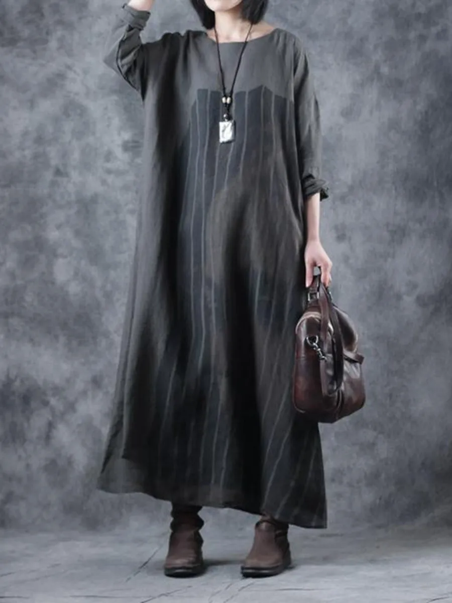 Face Pattern Long Casual Dress for Fall Winter