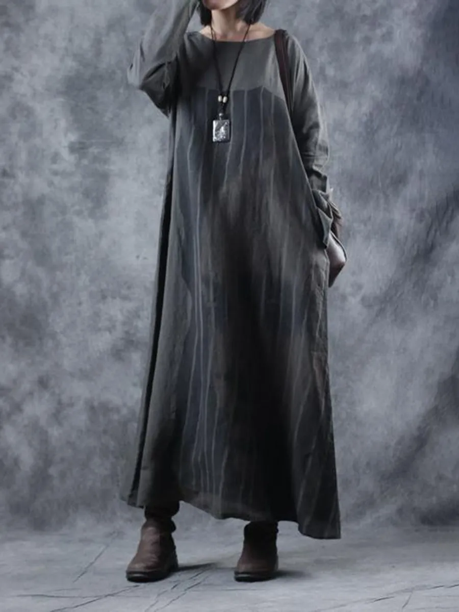 Face Pattern Long Casual Dress for Fall Winter