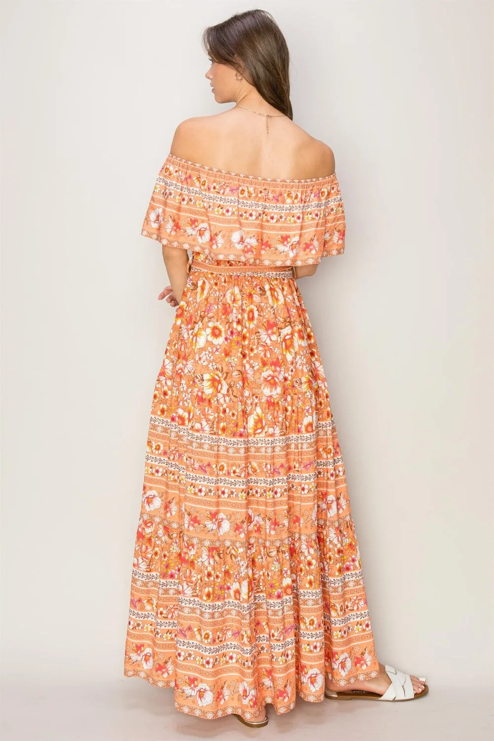 Floral Off-Shoulder Tie Front Maxi Dress - Online Exclusive