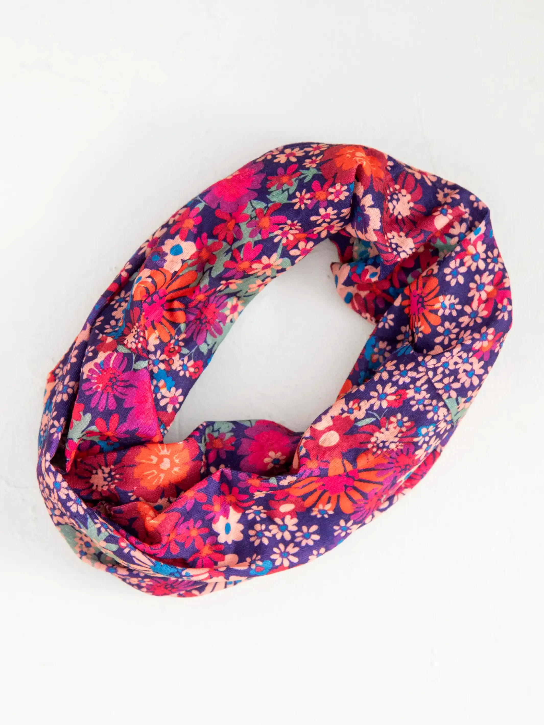 Full Boho Bandeau® Headband - Dark Red Pink Floral