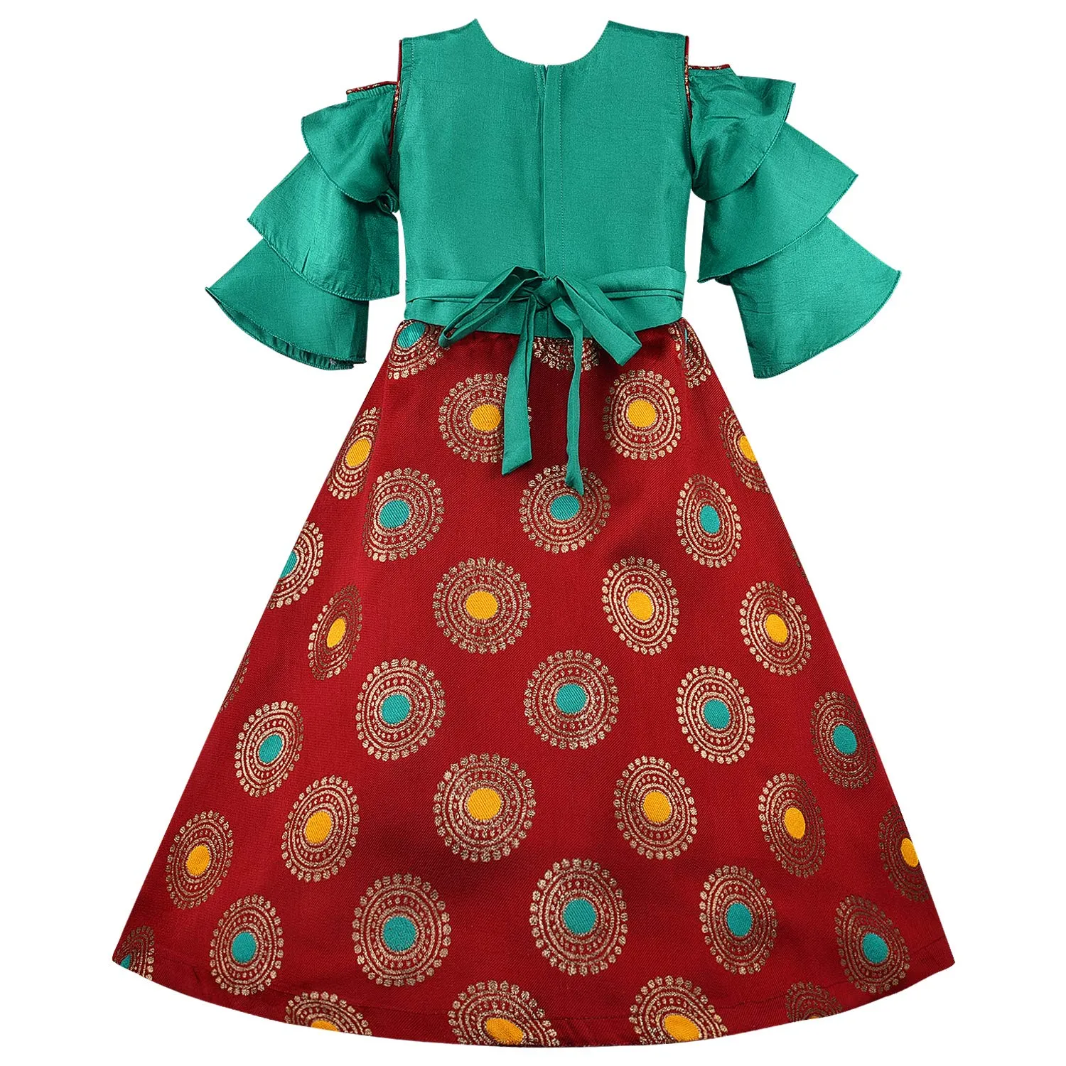 Girls Embellished A-Line Maxi Ethnic Dress
