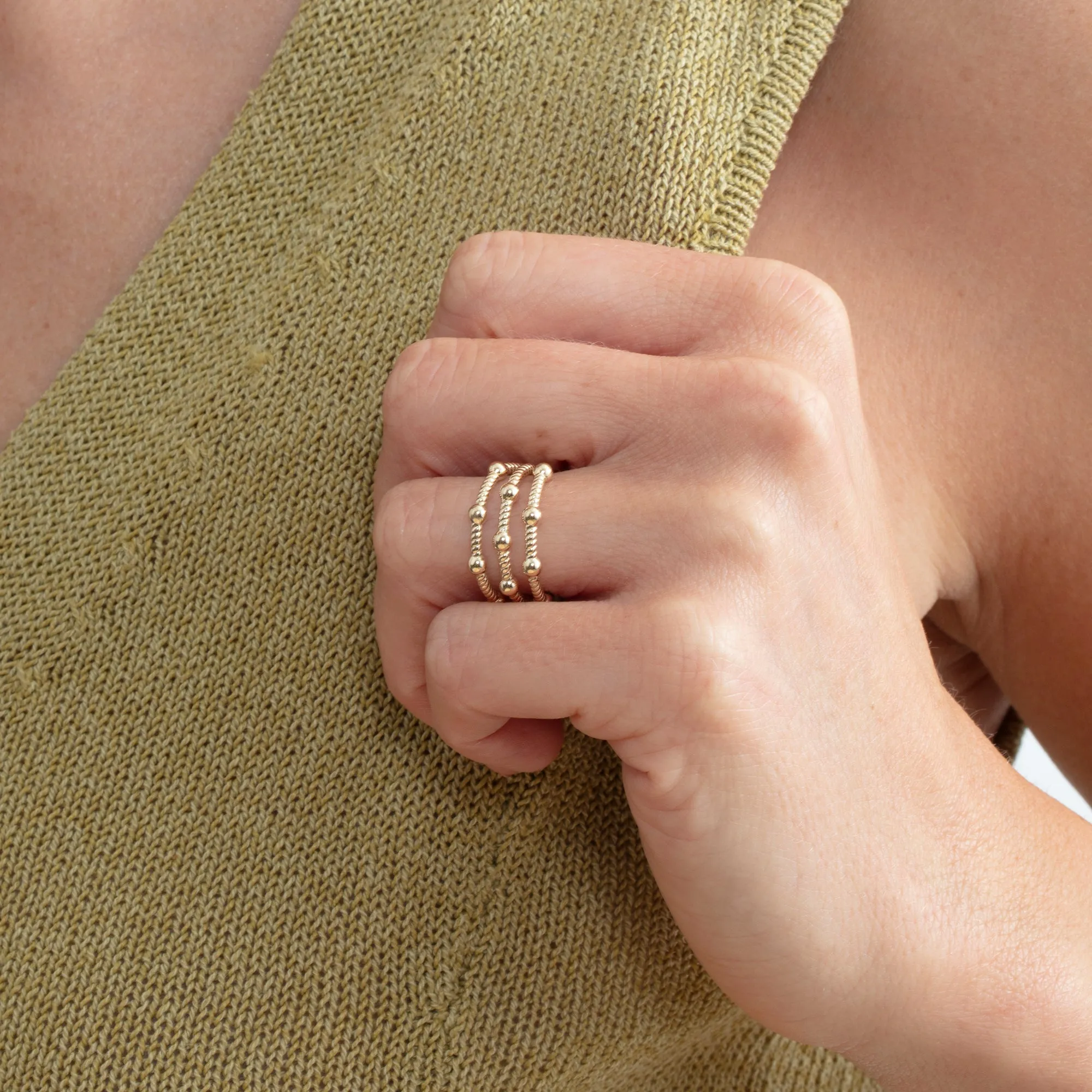 Gold Bead Stacked Station Ring, Belanova