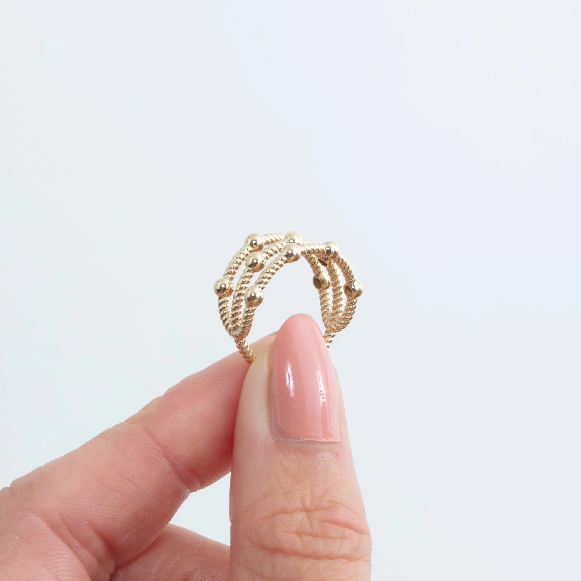Gold Bead Stacked Station Ring, Belanova