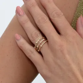 Gold Bead Stacked Station Ring, Belanova