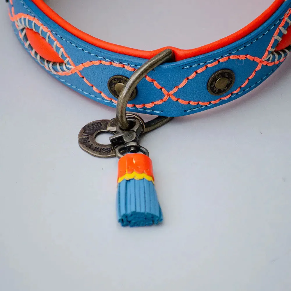 Halsband im Bohemian Look - "ibiza lounge BIG" - blau
