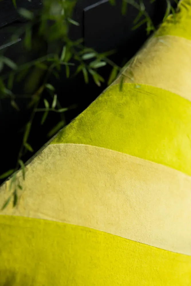 HKliving Yellow & Green Stripe Velvet Cushion