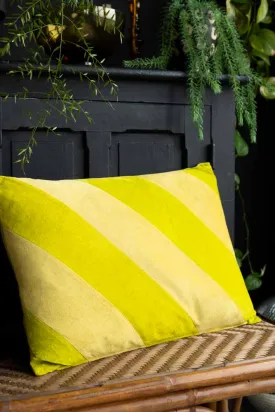 HKliving Yellow & Green Stripe Velvet Cushion