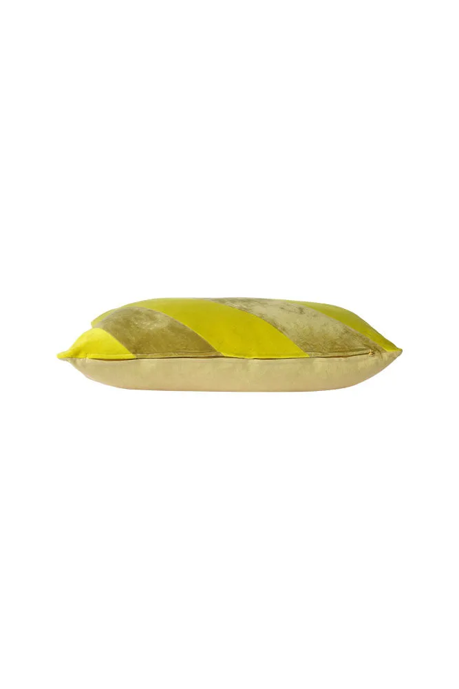 HKliving Yellow & Green Stripe Velvet Cushion