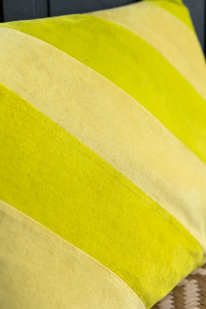 HKliving Yellow & Green Stripe Velvet Cushion