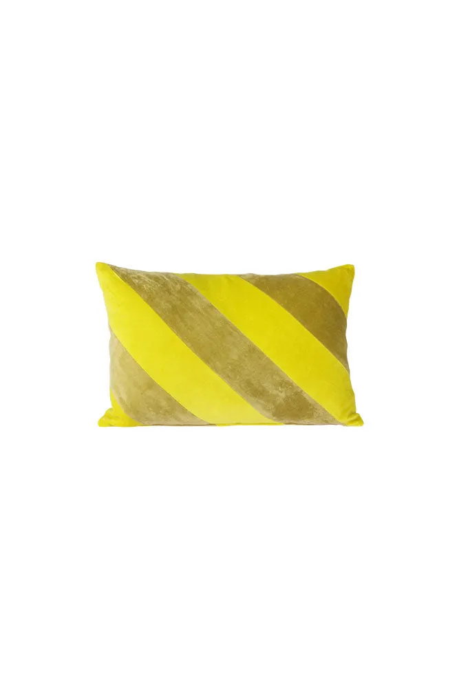 HKliving Yellow & Green Stripe Velvet Cushion