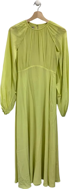 Hobbs Yellow Long Sleeve Silk Dress UK 6