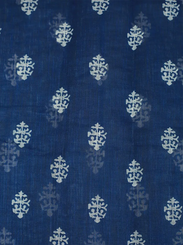 Indigo Linen Dresscode Saree with Batik Design - ₹608