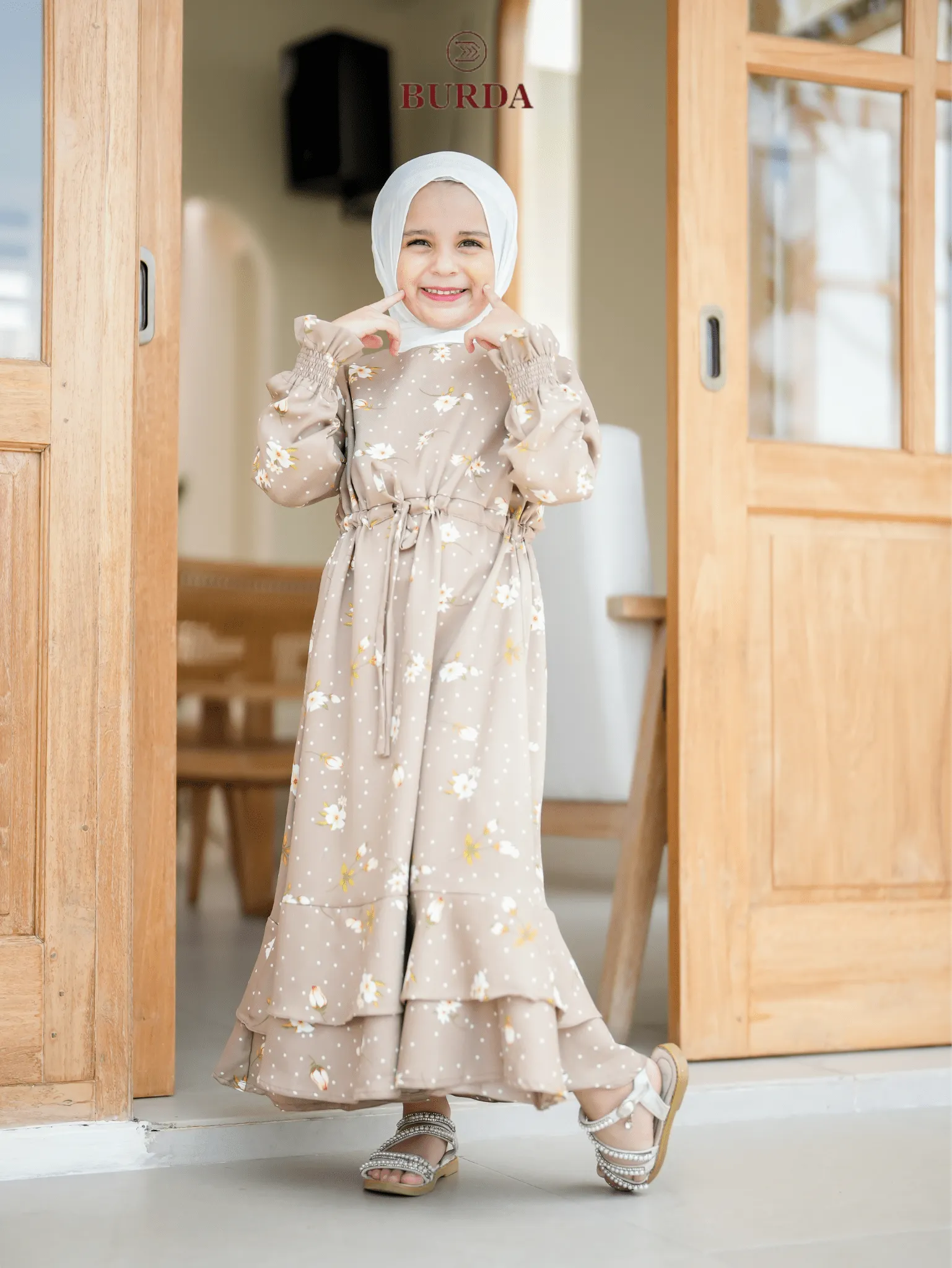 Kid's Beige Floral Dress
