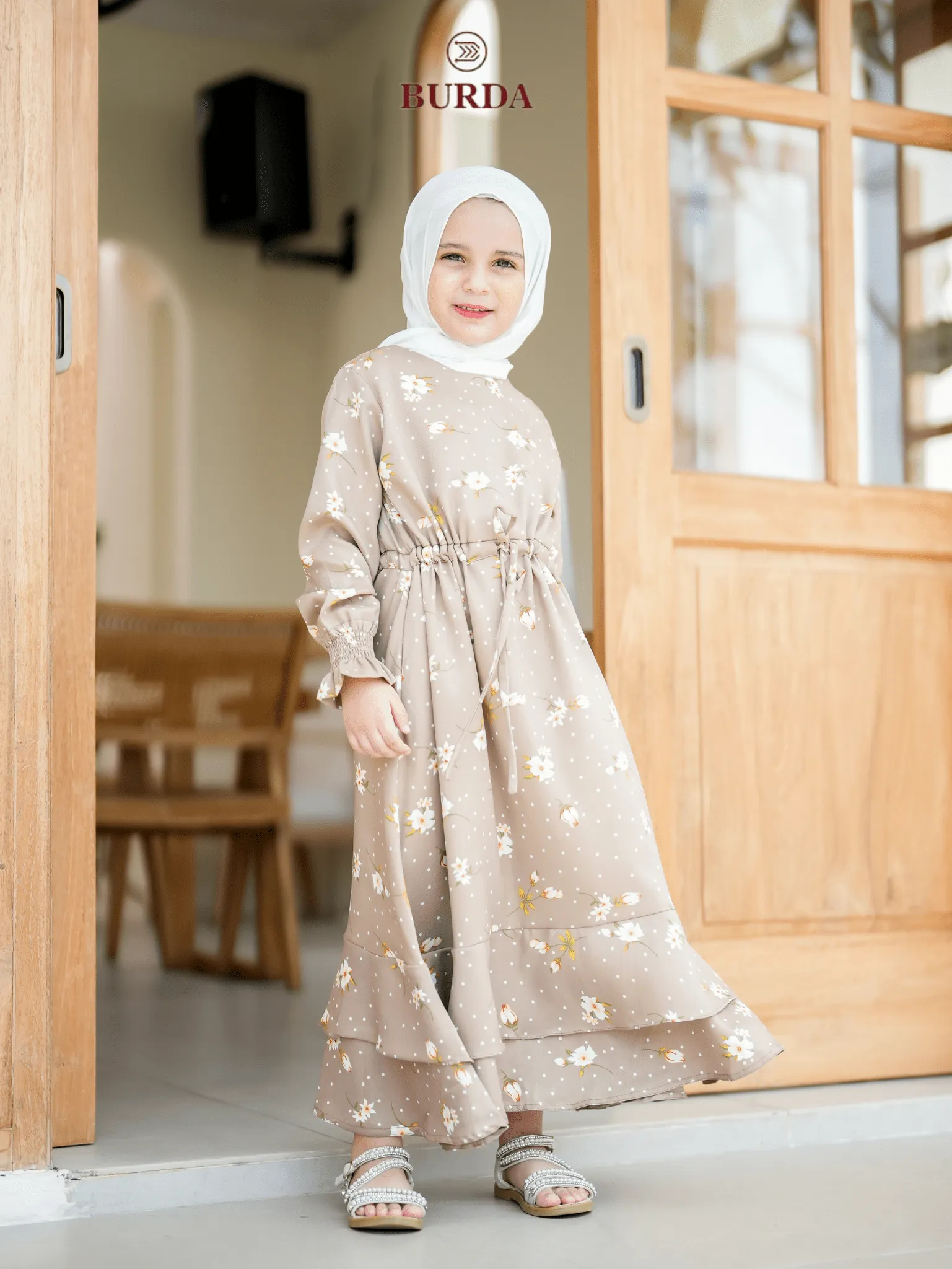 Kid's Beige Floral Dress
