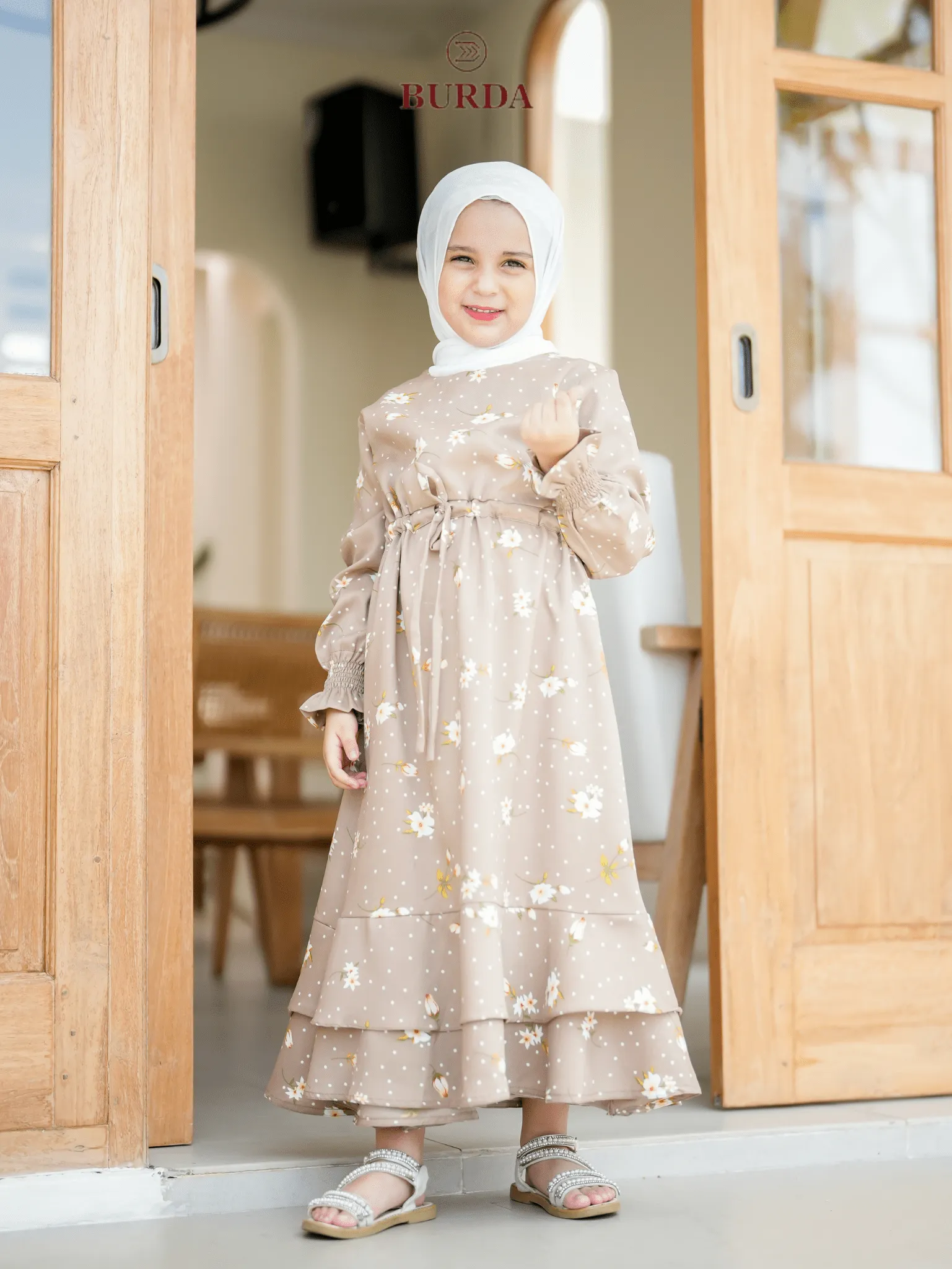 Kid's Beige Floral Dress