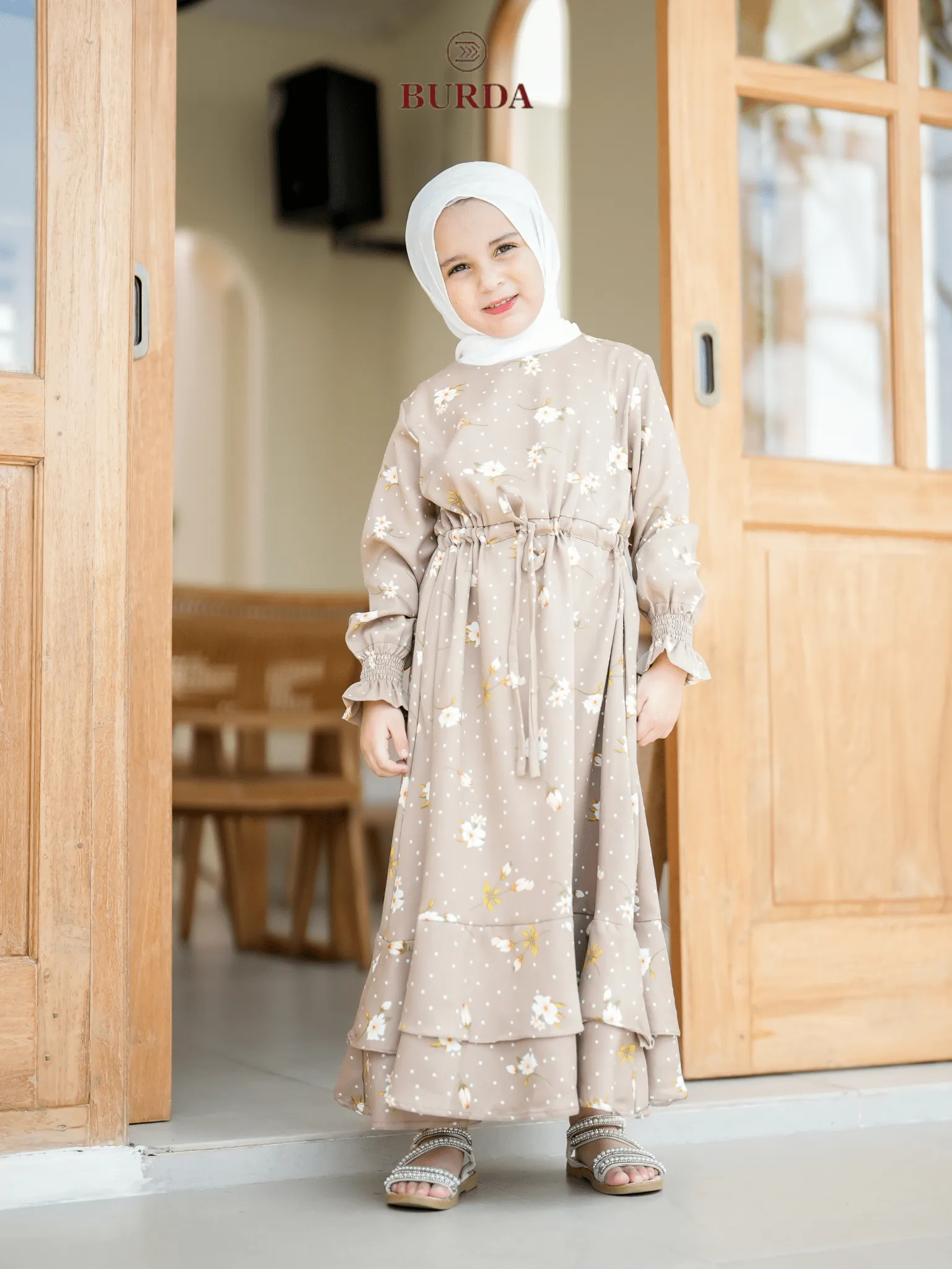 Kid's Beige Floral Dress