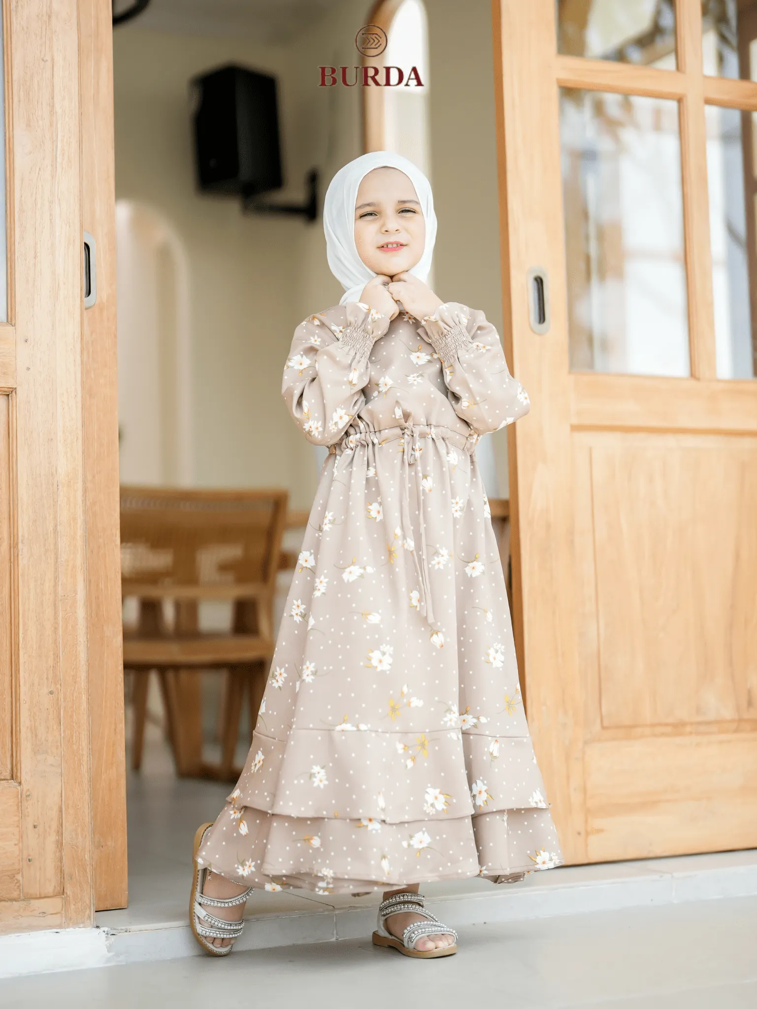 Kid's Beige Floral Dress
