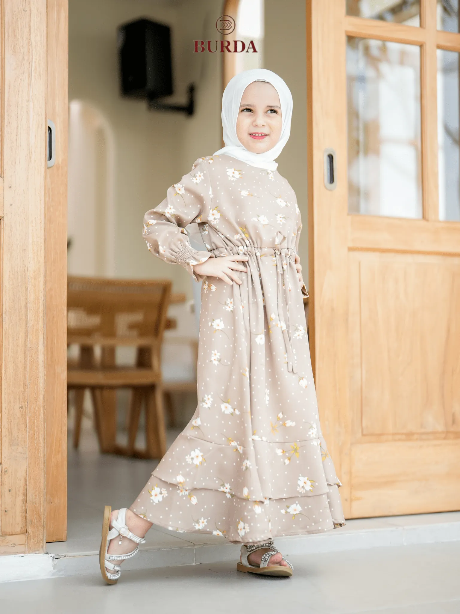 Kid's Beige Floral Dress