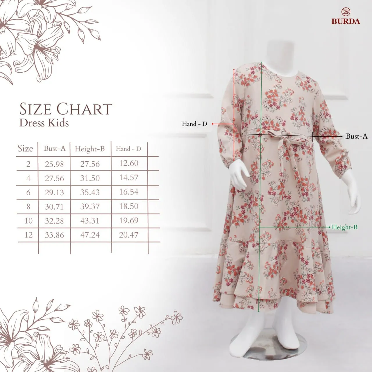 Kid's Beige Floral Dress