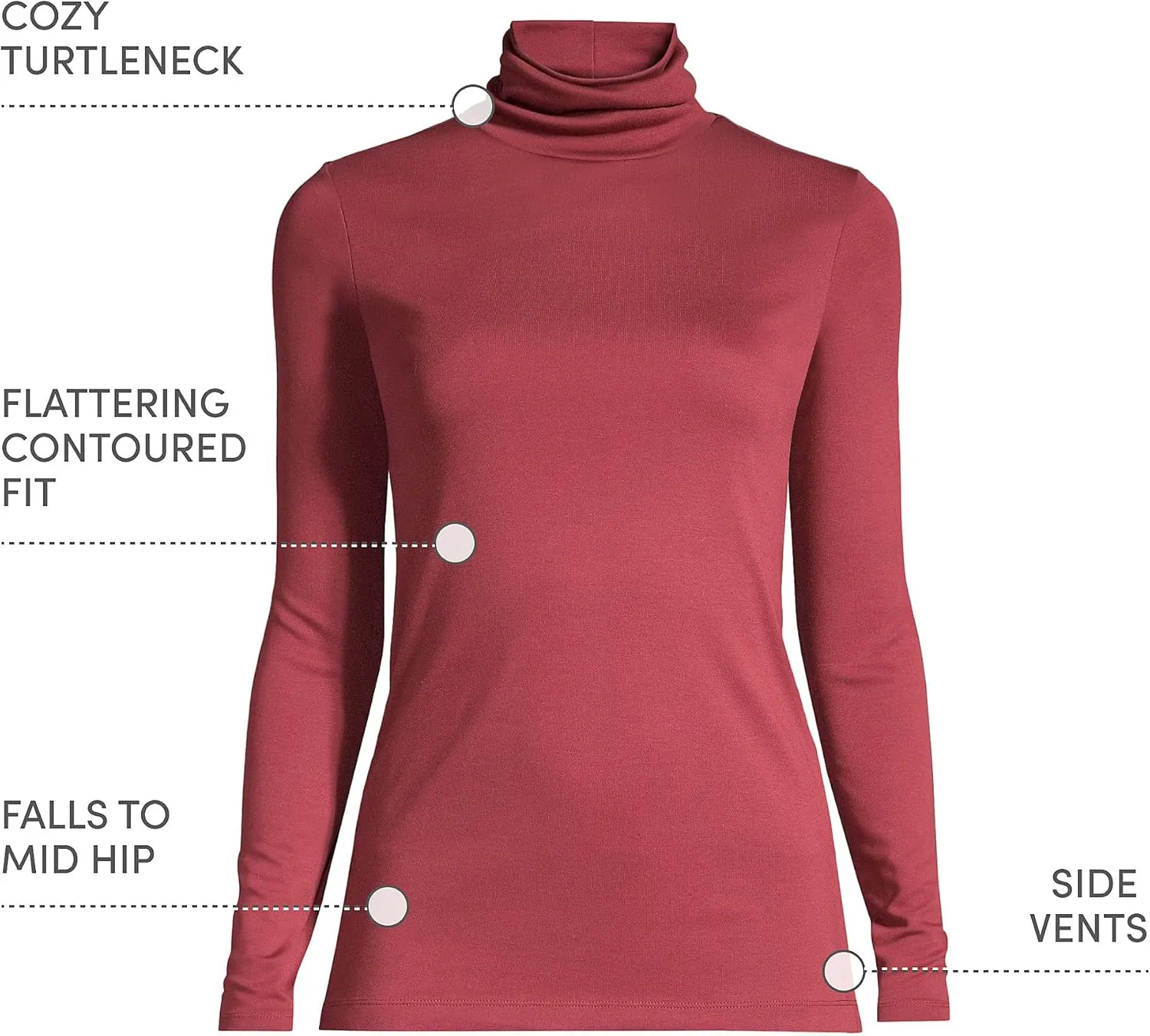 Lands' End Women's American-Grown Supima Cotton Fitted Long Sleeve Turtleneck