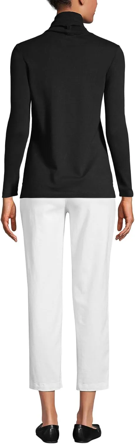 Lands' End Women's American-Grown Supima Cotton Fitted Long Sleeve Turtleneck