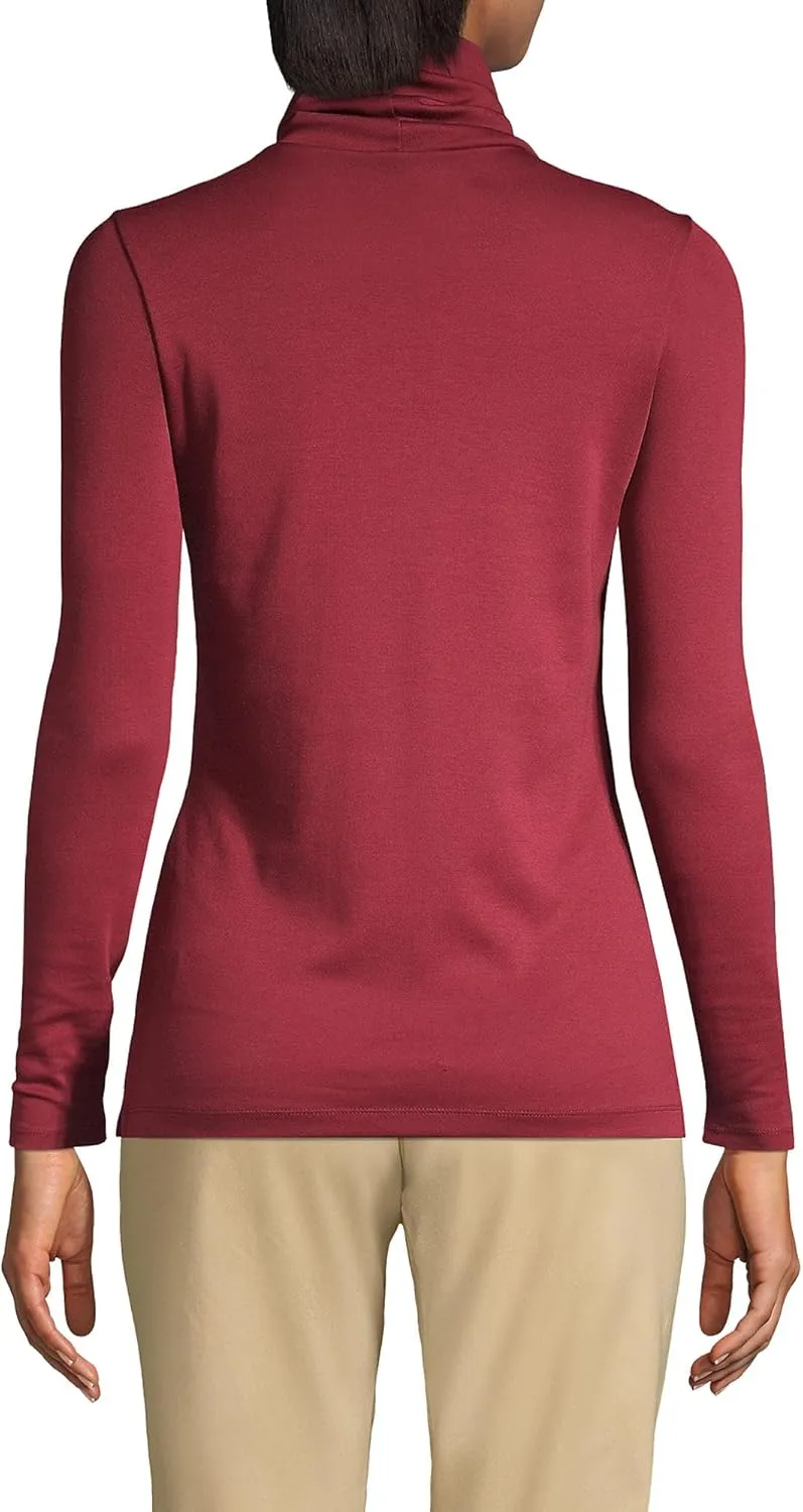 Lands' End Women's American-Grown Supima Cotton Fitted Long Sleeve Turtleneck