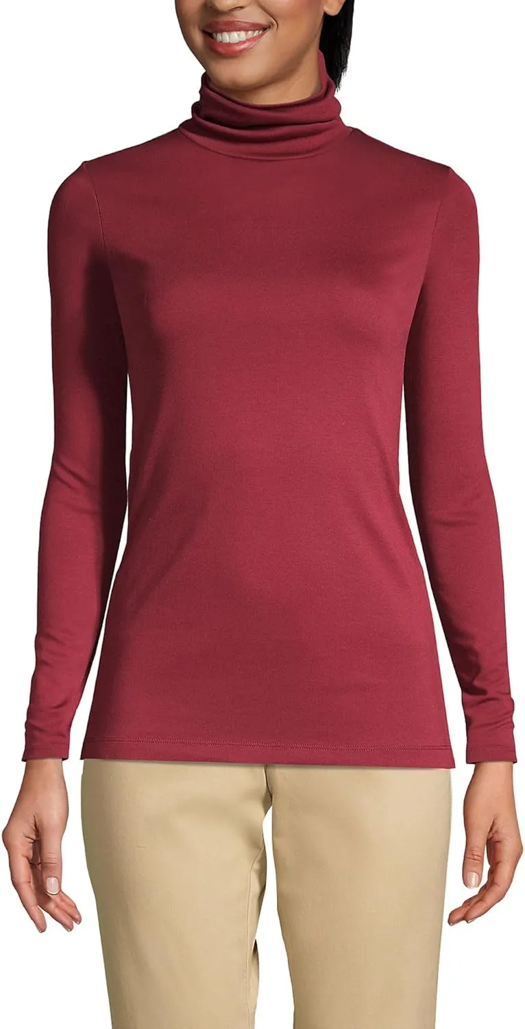 Lands' End Women's American-Grown Supima Cotton Fitted Long Sleeve Turtleneck