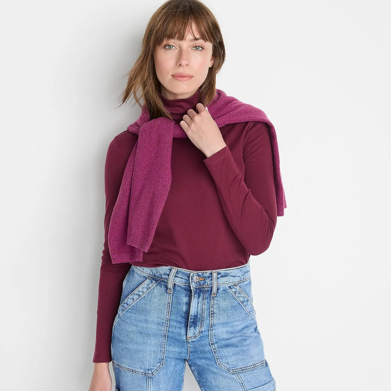 Lands' End Women's American-Grown Supima Cotton Fitted Long Sleeve Turtleneck