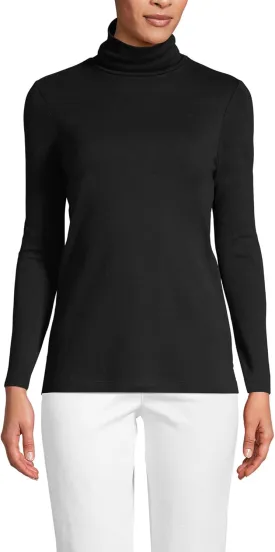 Lands' End Women's American-Grown Supima Cotton Fitted Long Sleeve Turtleneck