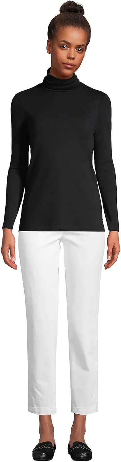 Lands' End Women's American-Grown Supima Cotton Fitted Long Sleeve Turtleneck