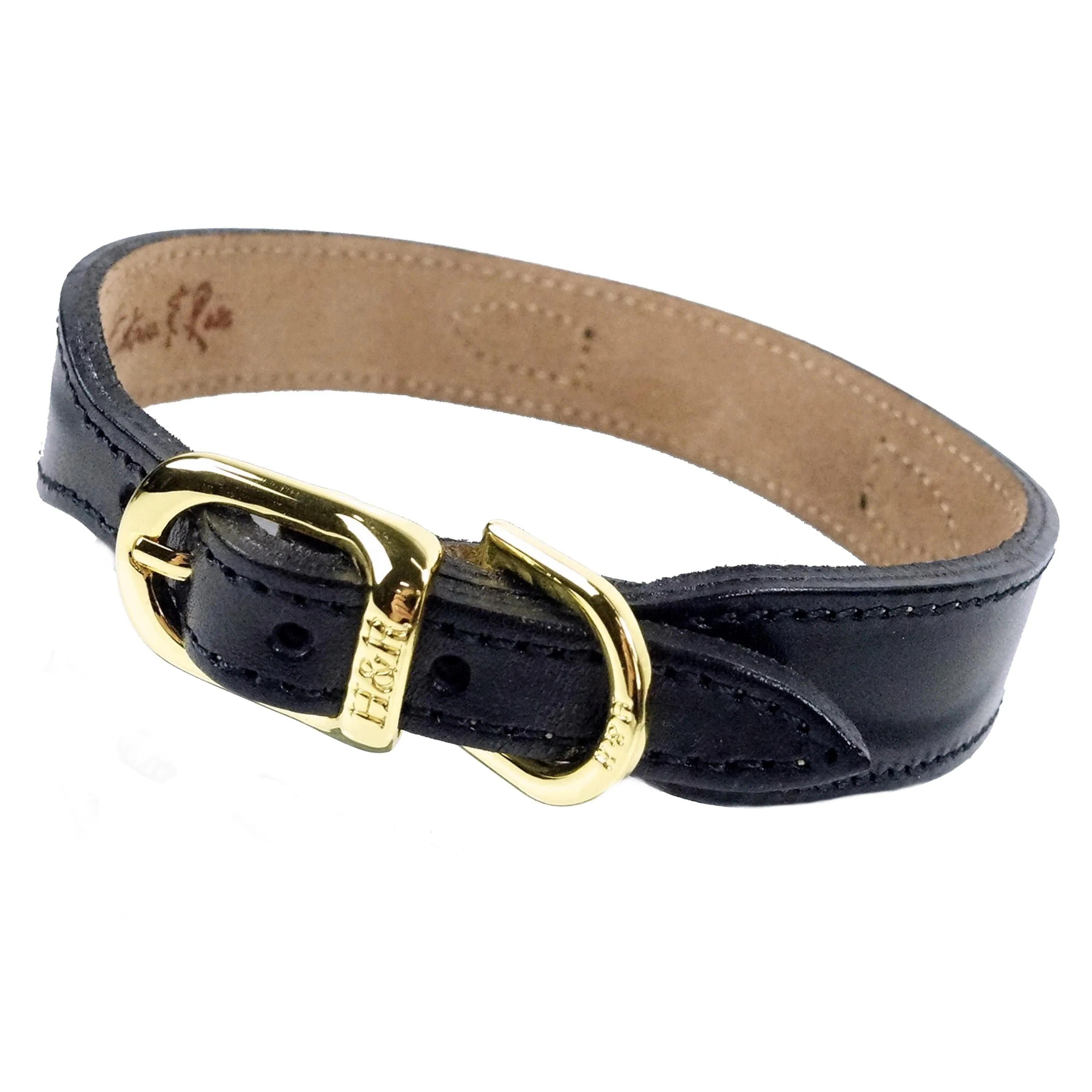 Leap Frog Dog Collar in Jet Black & Gold