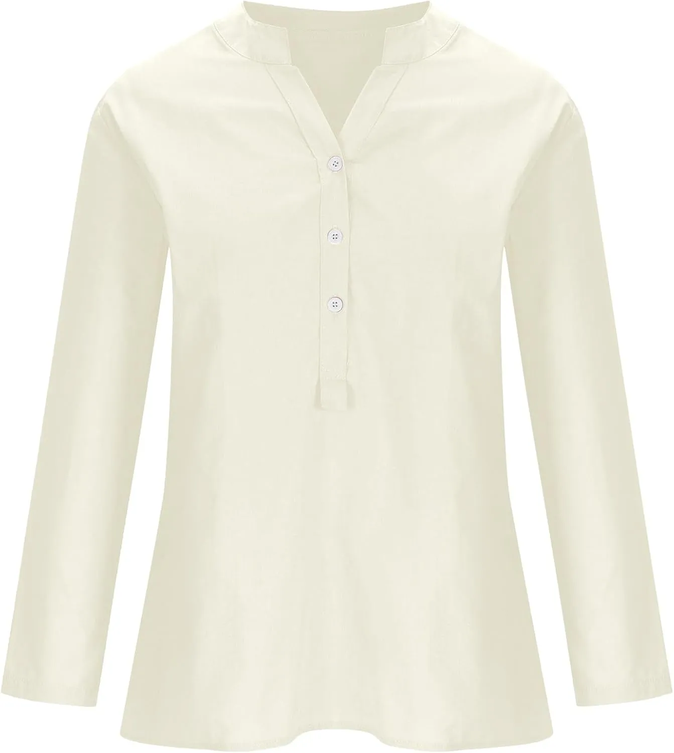 Linen Shirts for Women Breathable Tops Women's Loose Cotton Linen Blouses Womens 3/4 Length Sleeve Ladies Hemp Clothes