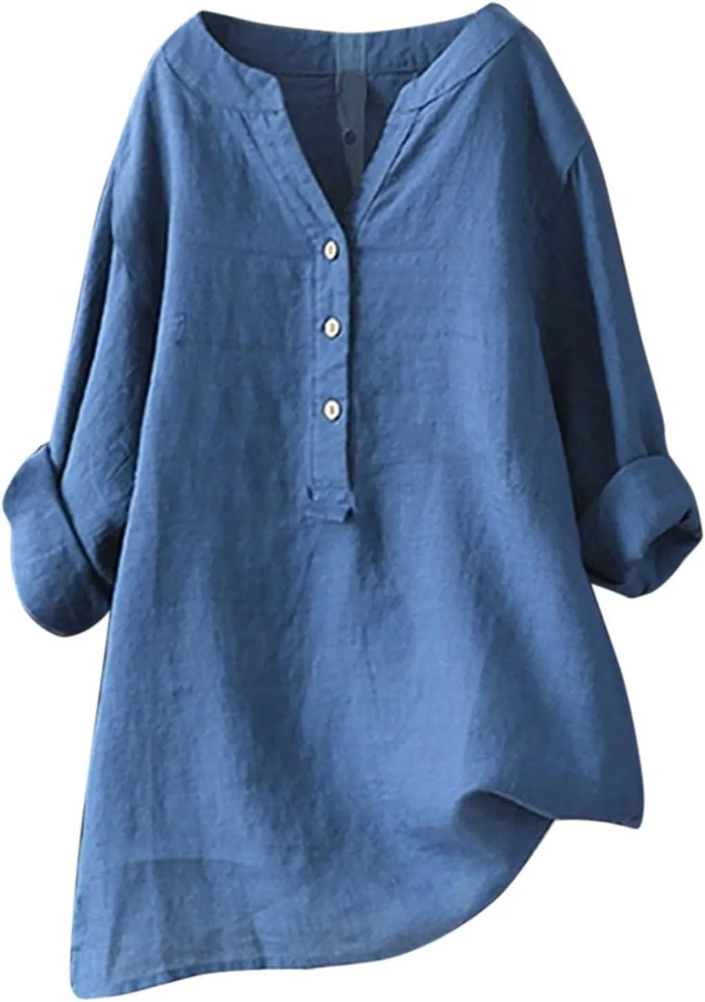 Linen Shirts for Women Breathable Tops Women's Loose Cotton Linen Blouses Womens 3/4 Length Sleeve Ladies Hemp Clothes