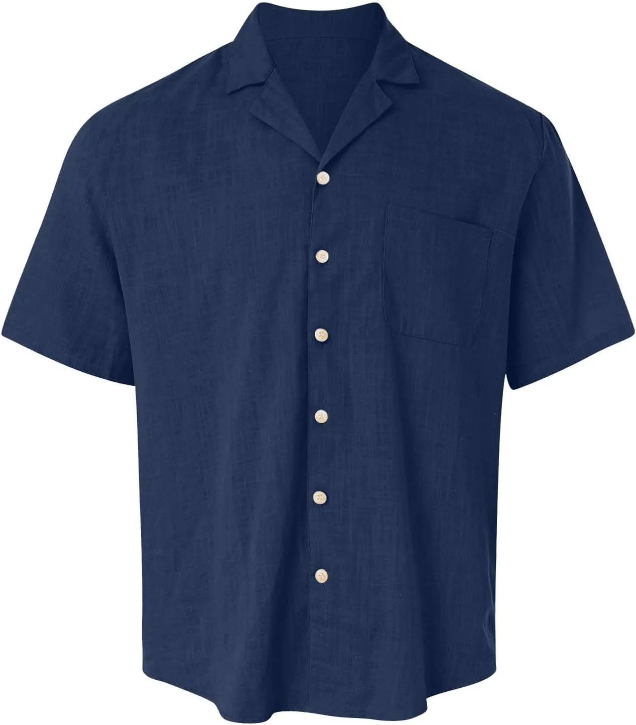 Men's Button Up Cuban Guayabera Shirt Casual Short Sleeve Solid Color Buttons Down Summer Dress Shirts Tops, M-5XL