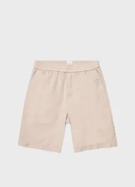 Men's Cotton Linen Drawstring Shorts in Light Sand