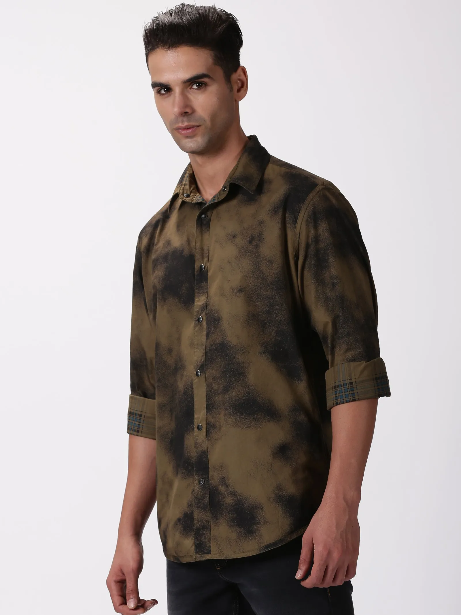 MEN'S GREEN CHECKS SLIM FIT SHIRT