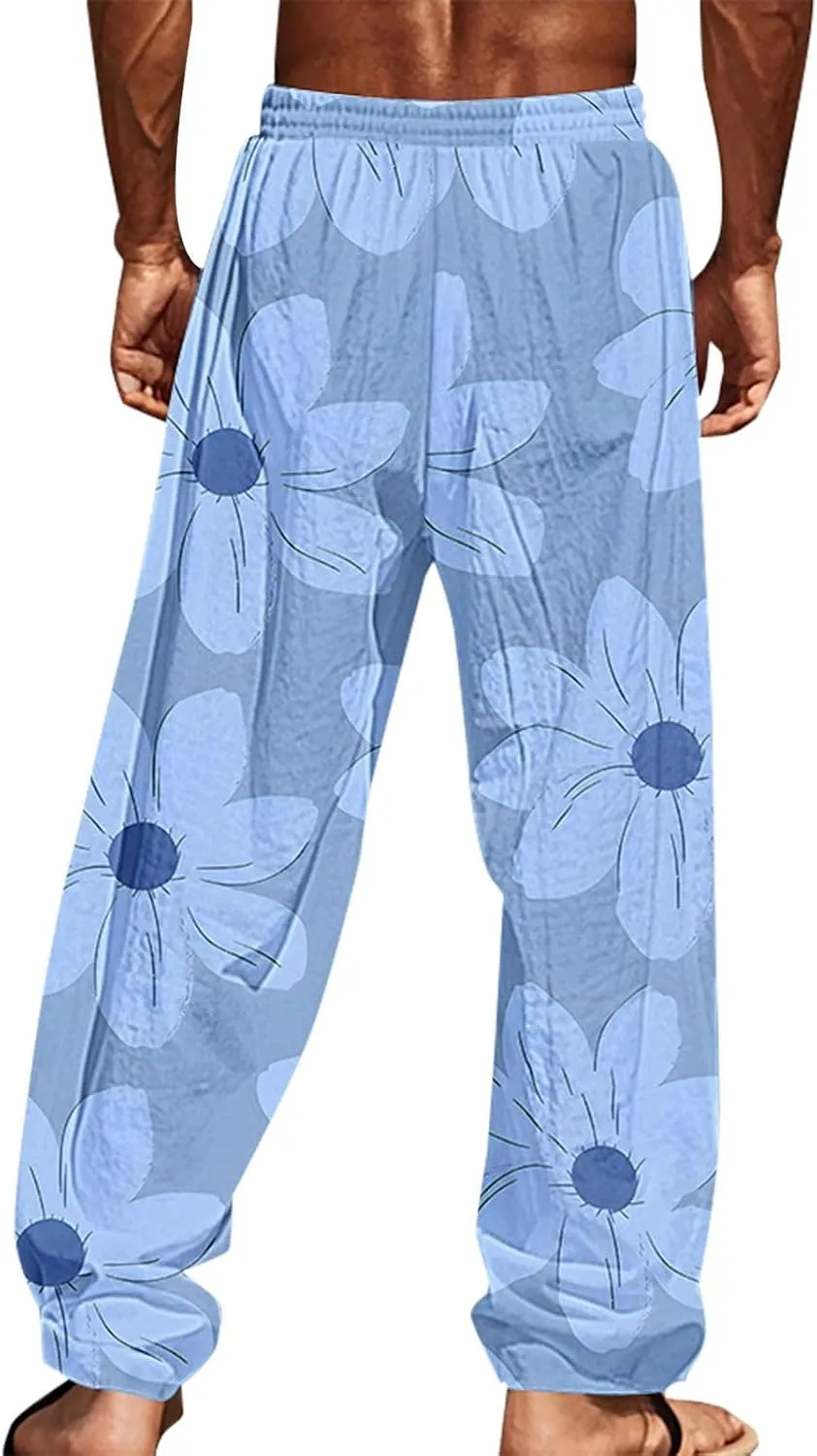Men's Hawaiian Pineapple Leaf Graphic Sweatpants Beach Vacation Lounge Pants Tropical Relaxed Fit Soft Breathable Drawstring