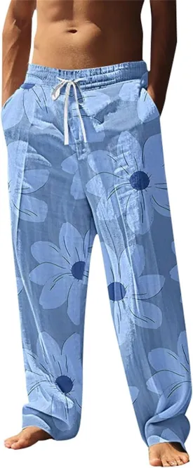 Men's Hawaiian Pineapple Leaf Graphic Sweatpants Beach Vacation Lounge Pants Tropical Relaxed Fit Soft Breathable Drawstring