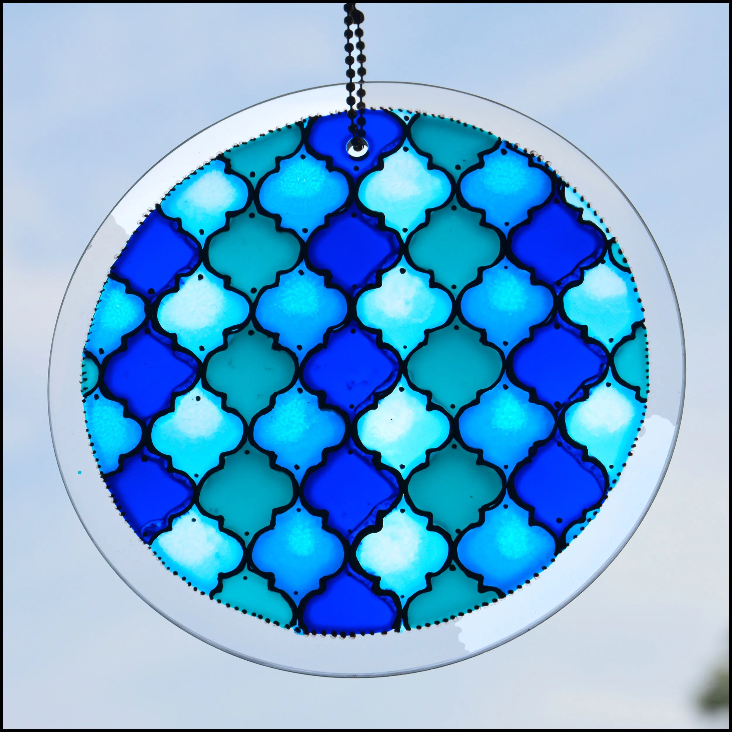 Moroccan Tiles Shades of Blue Suncatcher