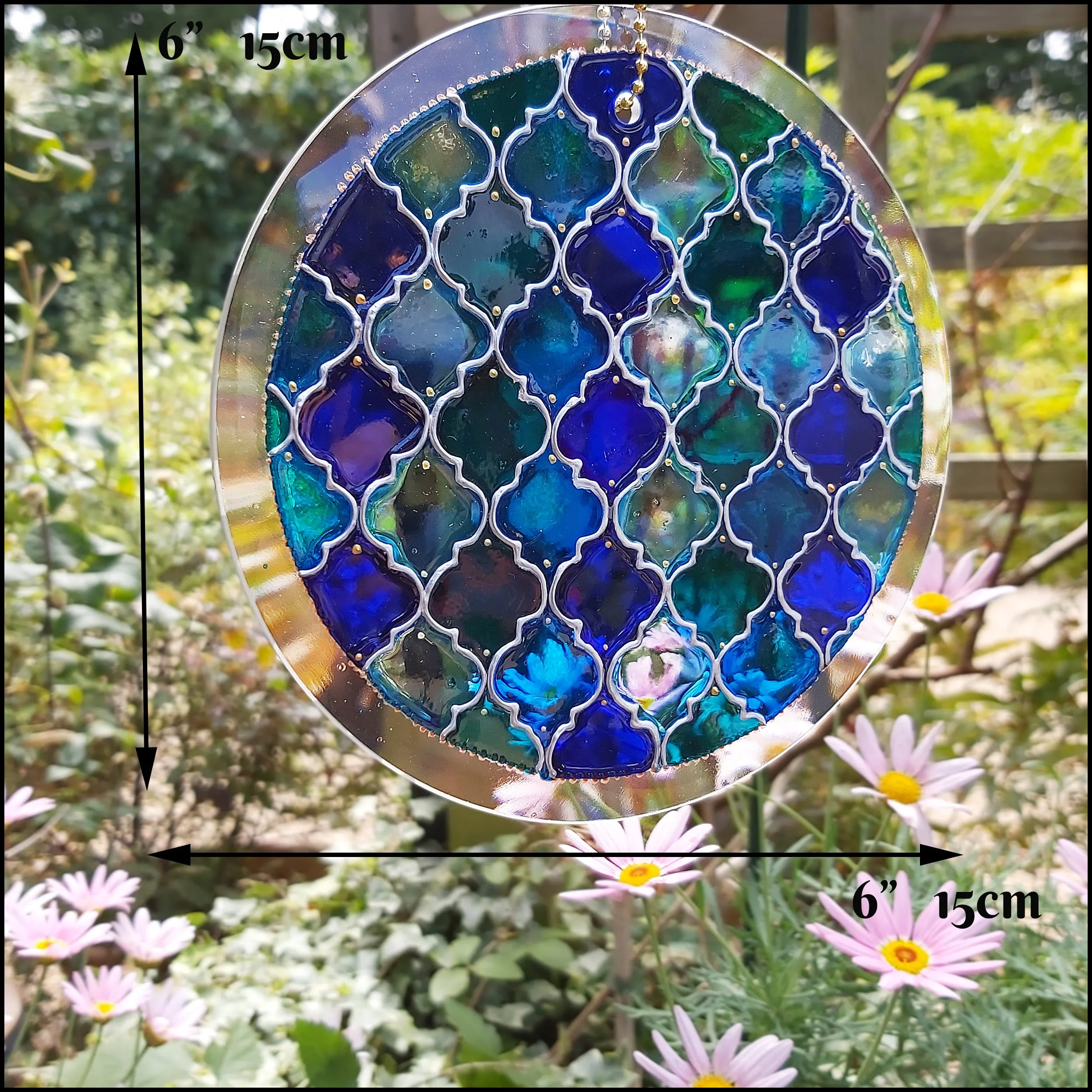 Moroccan Tiles Shades of Blue Suncatcher